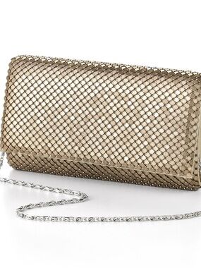 Jessica McClintock Gold Metal Mesh Clutch with Chain Strap